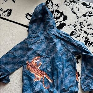 Kenzo Blue Tiger Print Lightweight Jacket